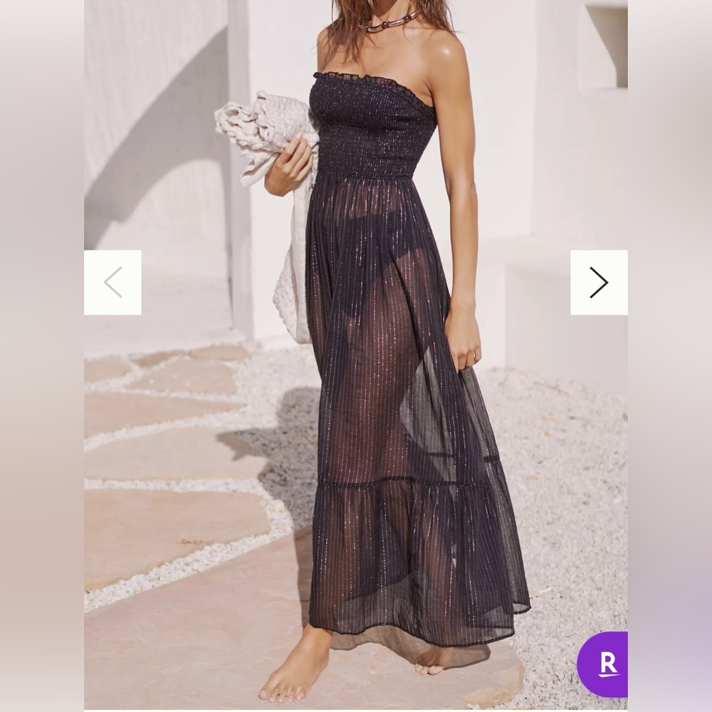 Anthropologie The Marisol Smocked Gauze Maxi Dress: Lurex Edition, Size M